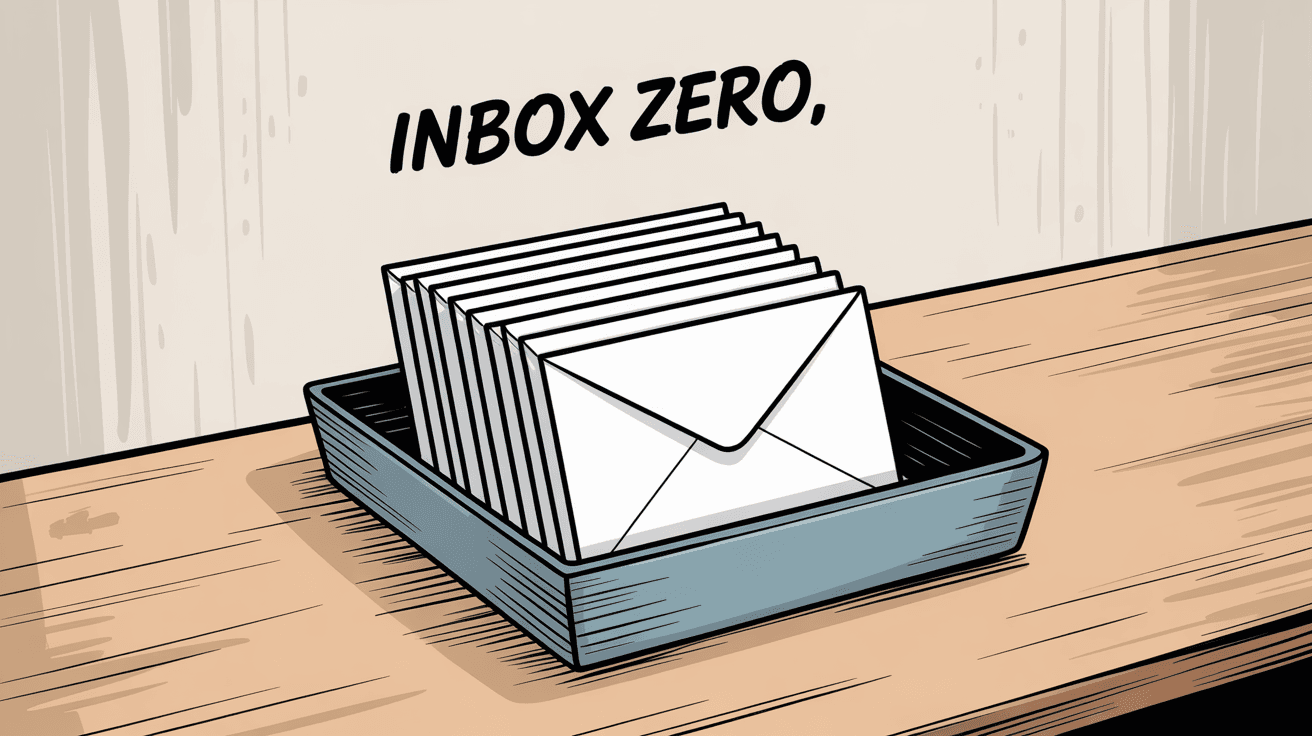 Inbox zero philosophy concept showing an empty, organized inbox